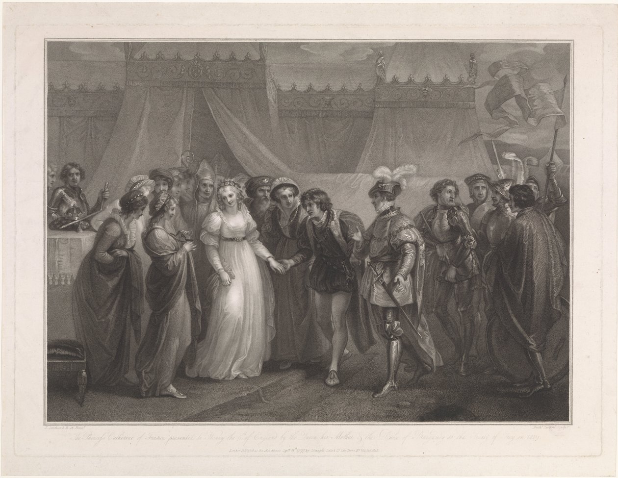 Catherine van Valois en koning Hendrik V van Engeland フランスのキャサリン王女がイングランド王ヘンリー 5 世に贈った (...) (オブジェクトのタイトル) 作： アントワーヌ・カードン