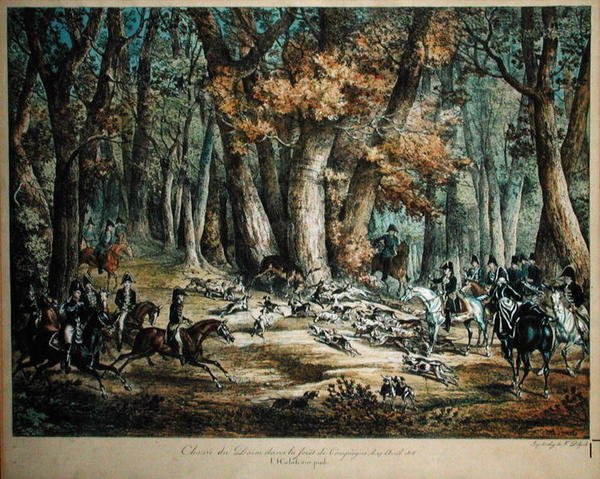 1818年4月27日、コンピエーニュの森で鹿を狩る 作： アントワーヌ・チャールズ・ホレス・ヴェルネ