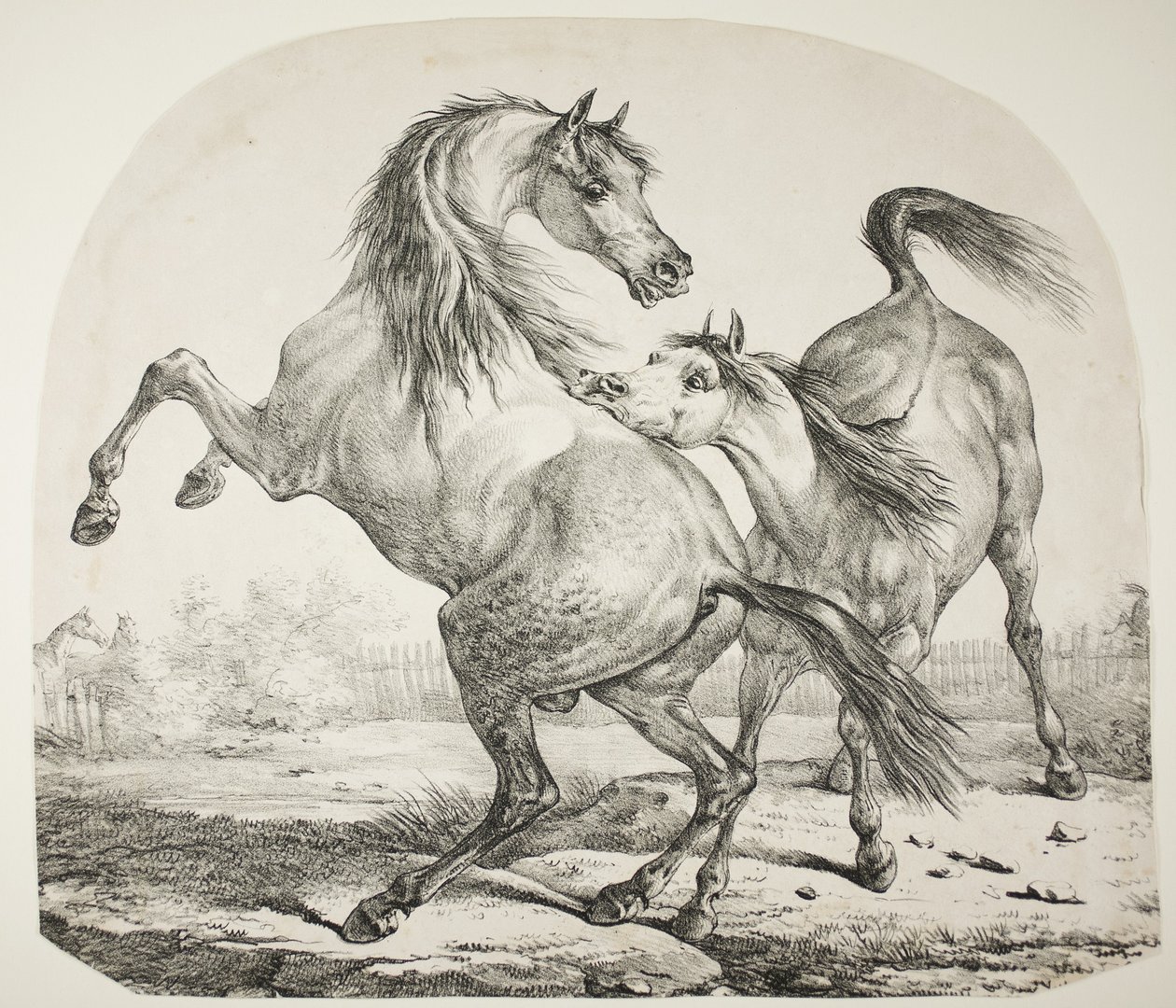 野生の馬の戦い、1820年頃 作： アントワーヌ・チャールズ・ホレス・ヴェルネ