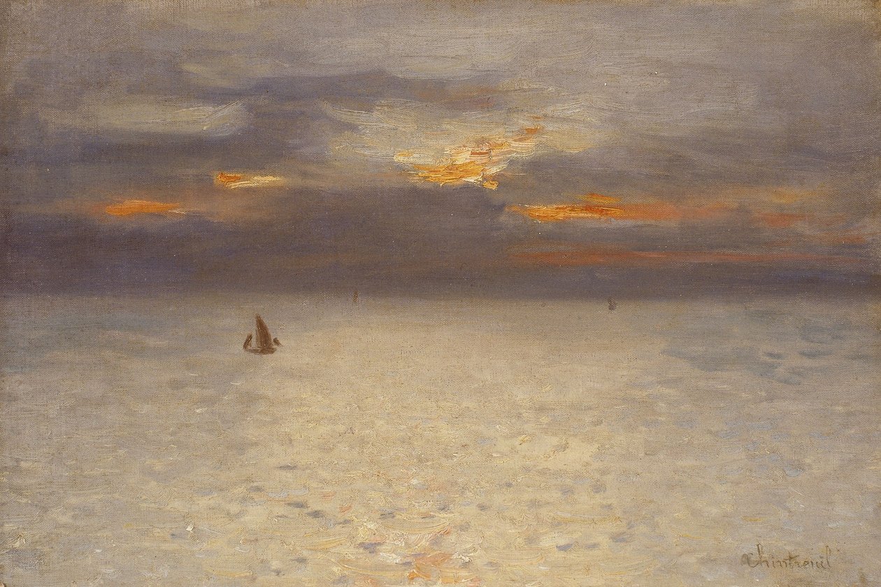 大海原、夕方の雰囲気、ブローニュ、1869-72年頃（油彩・カンヴァス） 作： アントワーヌ・シントルイユ