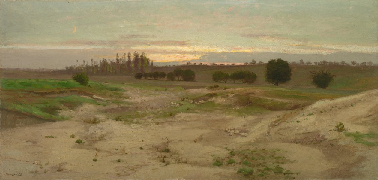 マルセントのマール坑：夕方、1857年以降（紙に油彩、厚紙にマウント、合板にマウント） 作： アントワーヌ・シントルイユ