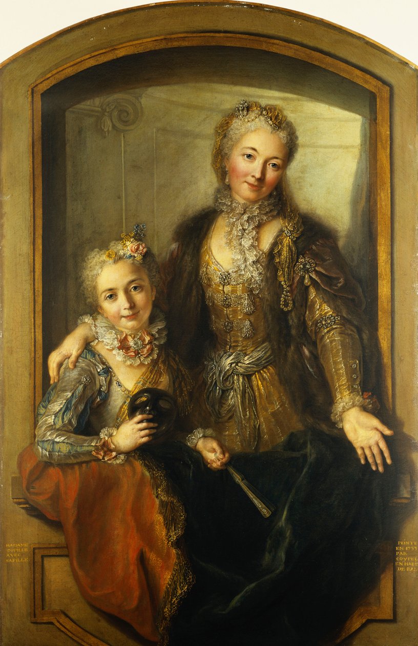 1733年、窓際の夜会服に身を包んだマダムデュピーユとその娘ミッドボディの肖像 作： アントワーヌ・コイペル
