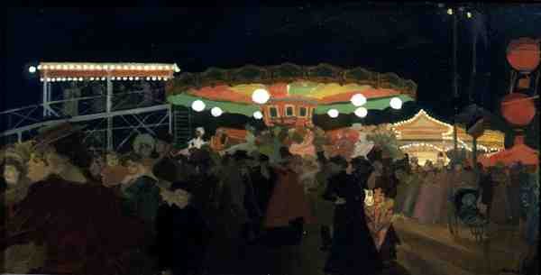 The Fairground, c.1896 (油彩・ボード) 作： アントワーヌ・ギヨーム・ミナーツ