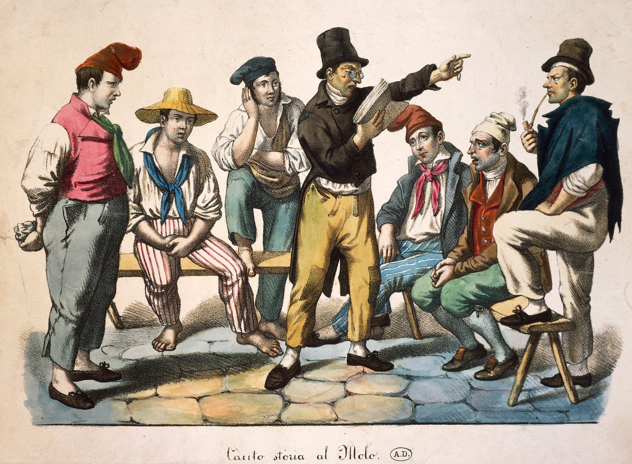 波止場の語り部』アントワーヌ・ジャン＝バティスト・トマ（1791-1834）作、版画、フランス 作： アントワーヌジャンバプティストトーマス