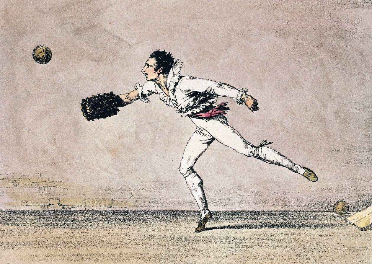 アントワーヌ・ジャン・バティスト・トーマス（1791-1834）作「球技」、カラーリトグラフ、「ローマとその周辺での1年」より 作： アントワーヌジャンバプティストトーマス