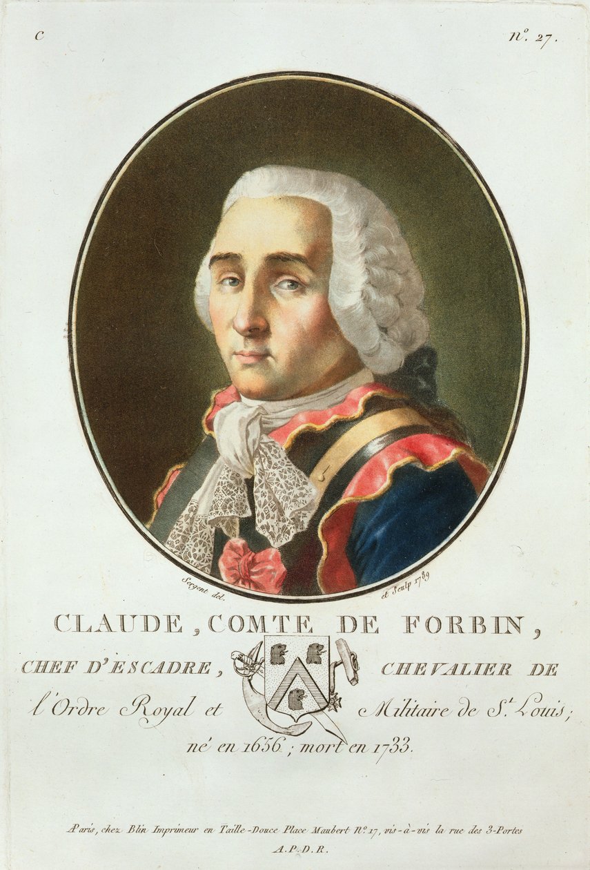 クロード（1656-1733）1789年の「偉大な男性、輝かしい女性、そして記憶に残るフランスの主題の肖像」からの1789年のコンテドフォルビン 作： アントワーヌ・ルイ・フランソワ・セルジェント・マルソー