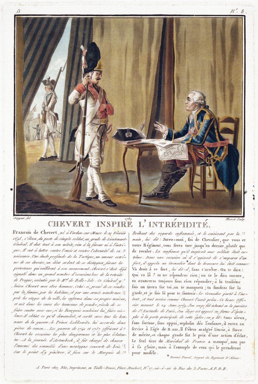 フランソワシュベール（1695-1769）は勇気を呼び起こし、ジャンバプティストモレット（fl.1790-1820）、1789年に彫刻されました 作： アントワーヌ・ルイ・フランソワ・セルジェント・マルソー