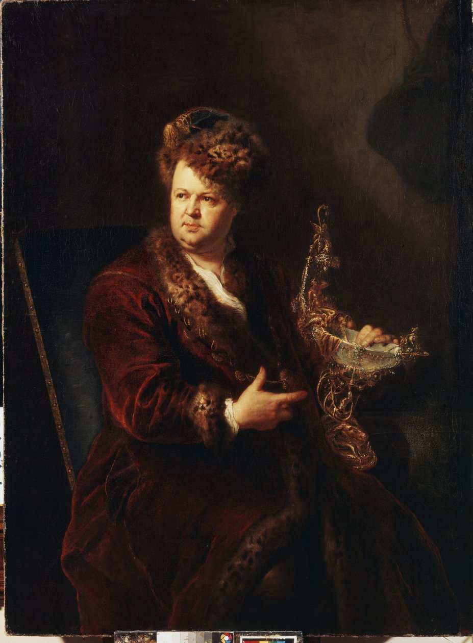 宝石商 Johann Melchior Dinglinger (1664-1731) の肖像。 Antoine Pesne (1683-1757) による絵画、1721 年頃。ドイツ美術、バロック様式。 エルミタージュ美術館サンクトペテルブルク。 作： アントワーヌ・ペーネ
