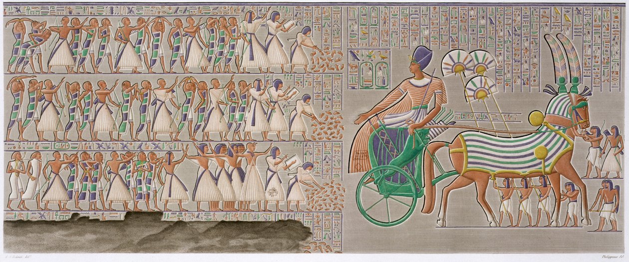 古代エジプトの彩色された浅浮き彫り、1822 年 作： アントワーヌ・フェリポー