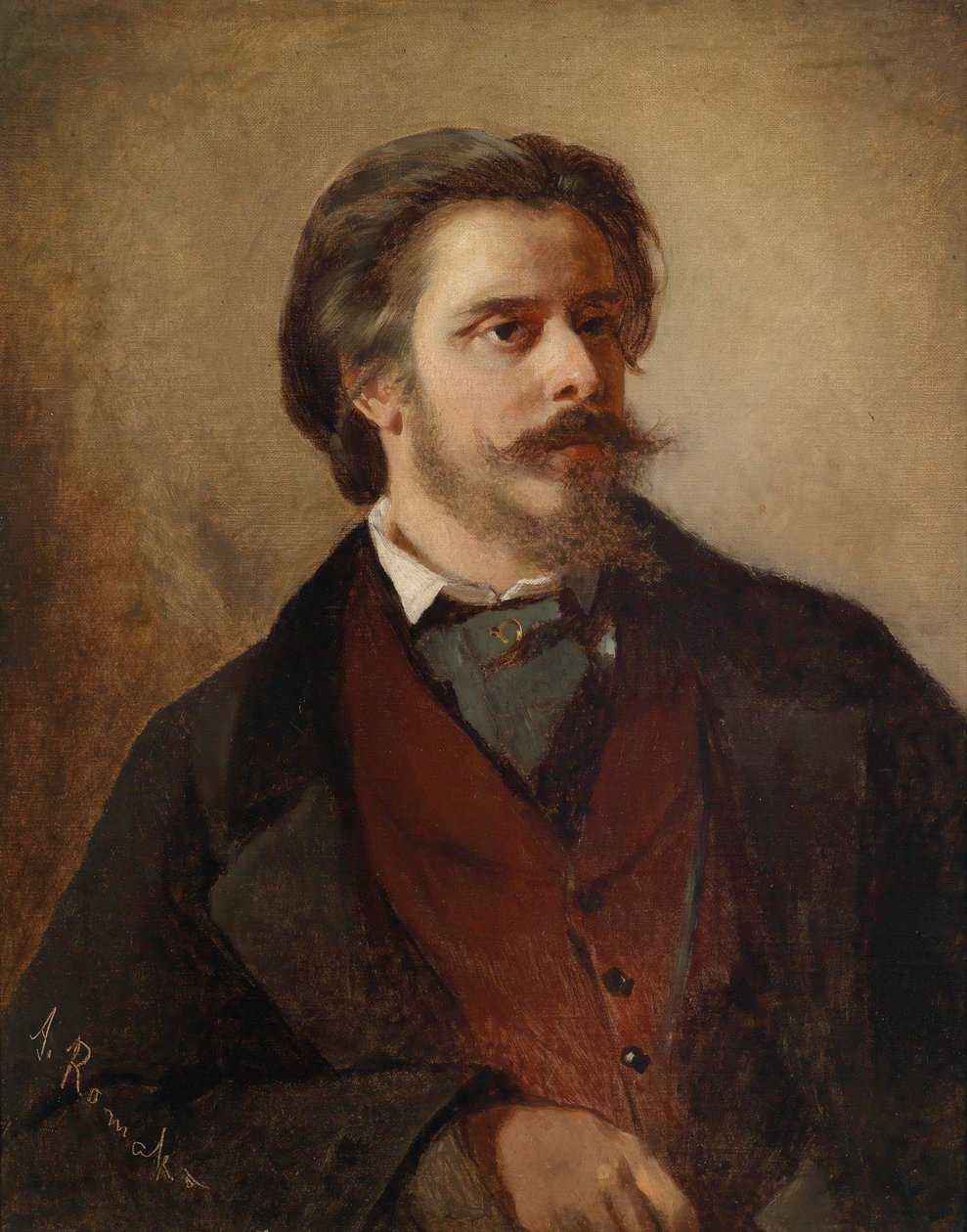 画家Berthold Winder（1833-1888）の肖像 作： アントン・ロマコ