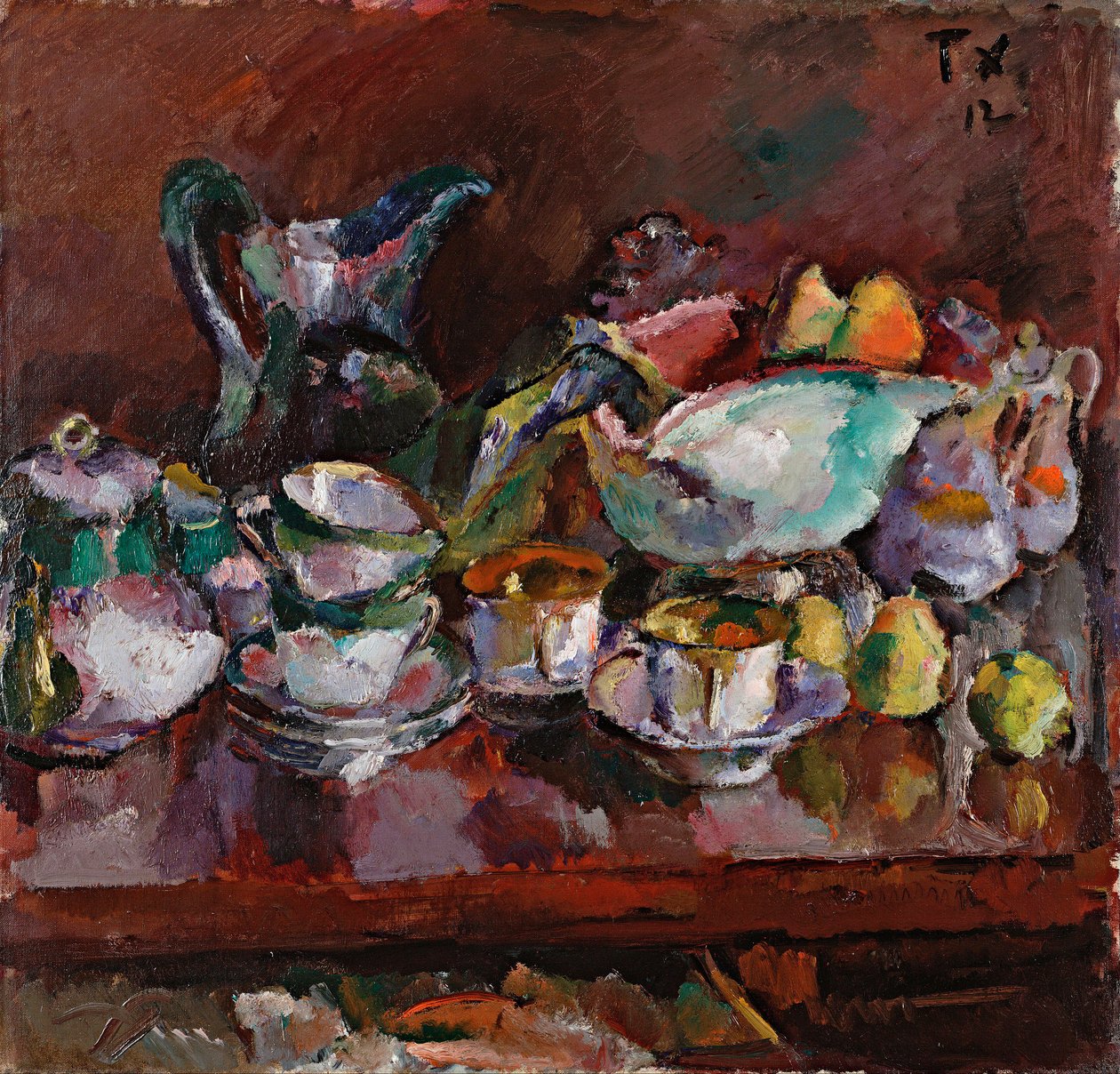 コーヒーカップのある静物 - アントンファイスタウアー（1887-1930）による絵画 作： アントン・ファイスタウアー