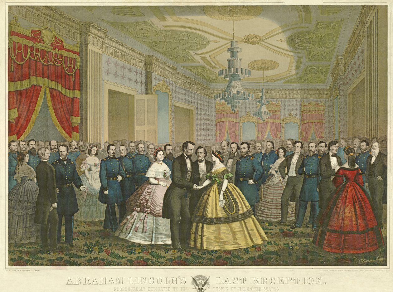 アブラハムリンカーンズラストレセプション、パブ。 1865（ハンドカラーリソ） 作： アントン・ホーエンシュタイン
