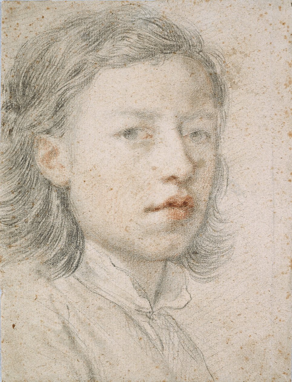 自画像 - Anton Raphael Mengs (1728-1779) の作品、紙に血とチョーク (26.1 x 20.2 cm) 作： アントン・ラファエル・メングス