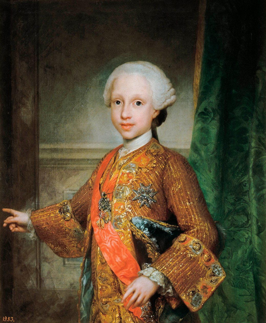 Francois Xavier de Bourbon (1757-1771)、スペインの幼児、聖霊の騎士 (Holy Spirit) の肖像。 アントン ラファエル メンス (1728-1779) の絵画。 1765年頃。マドリッド。 プラド美術館。 作： アントン・ラファエル・メングス