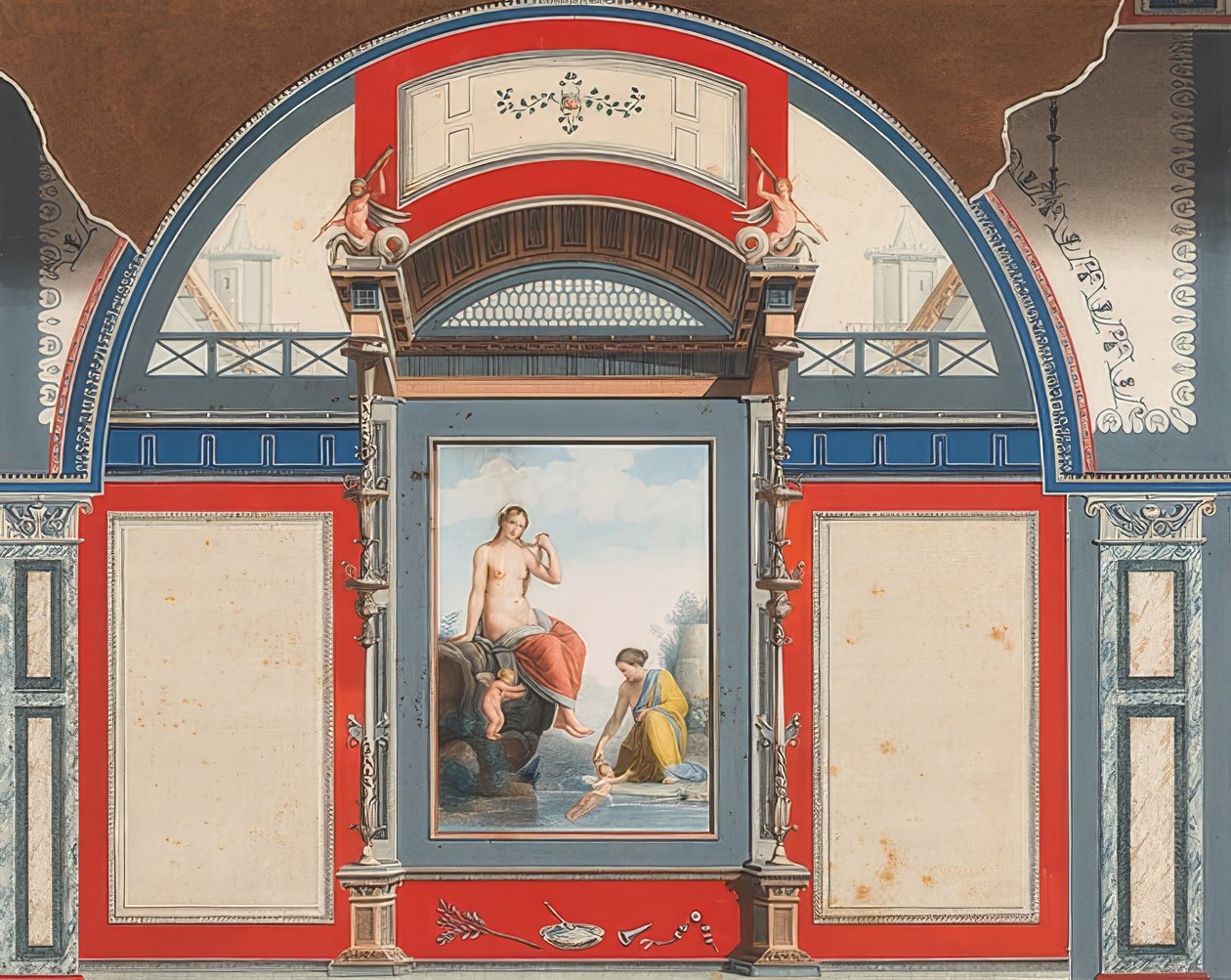 ローマ、ヴィーナス、エロトのあるニンフのヴィラネグローニの敷地内にあるローマの家の壁画。 1778 作： アントン・ラファエル・メングス
