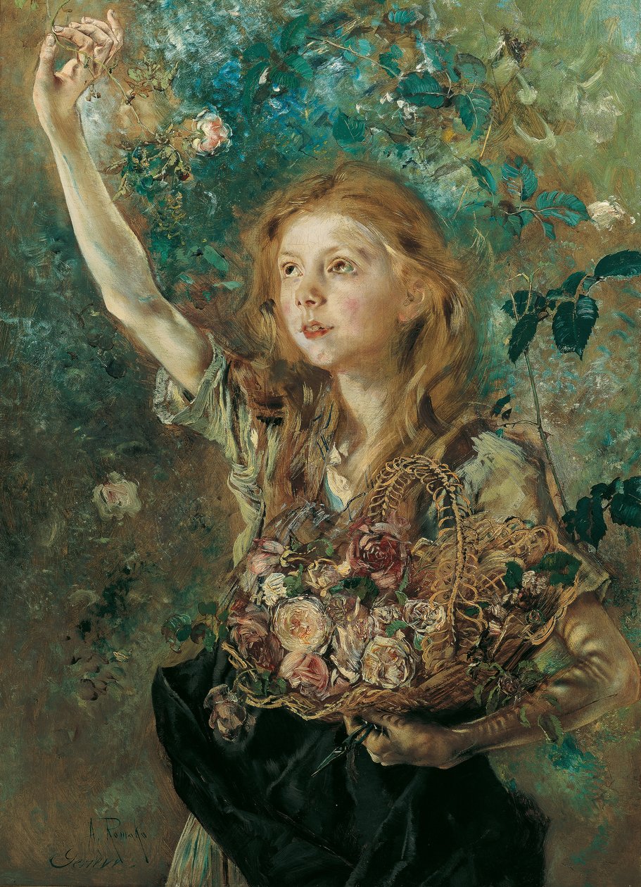 薔薇摘み 1882-84年頃 油彩・カンヴァス 作： アントン・ロマコ