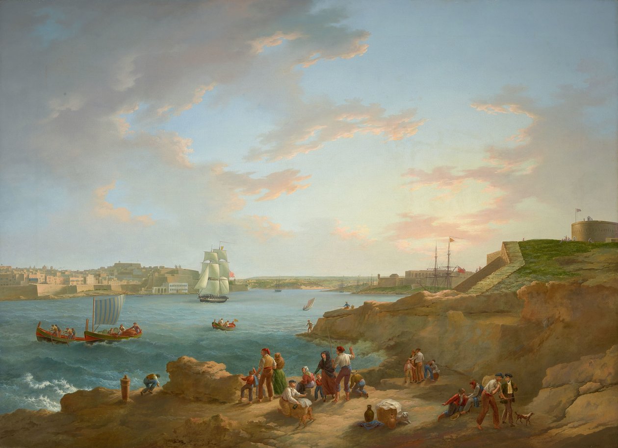 アントン・シュランツ（1769-1839）作 - マルタ港 - RCIN 406555 - ロイヤル・コレクション（修復済み） 作： アントン・シュランツ