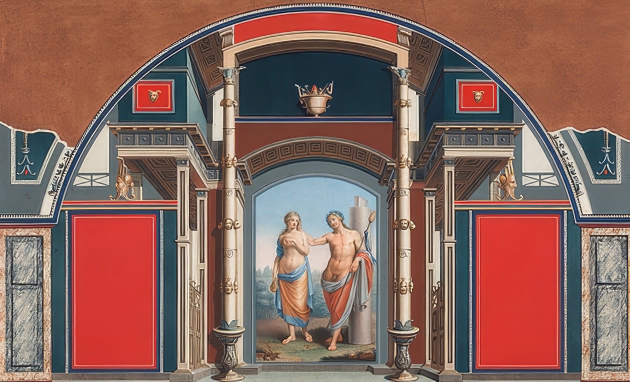 ローマ、バッカス、アリアドネのヴィラネグローニの敷地内にあるローマの家の壁画。 1783 作： アントンフォンマロン
