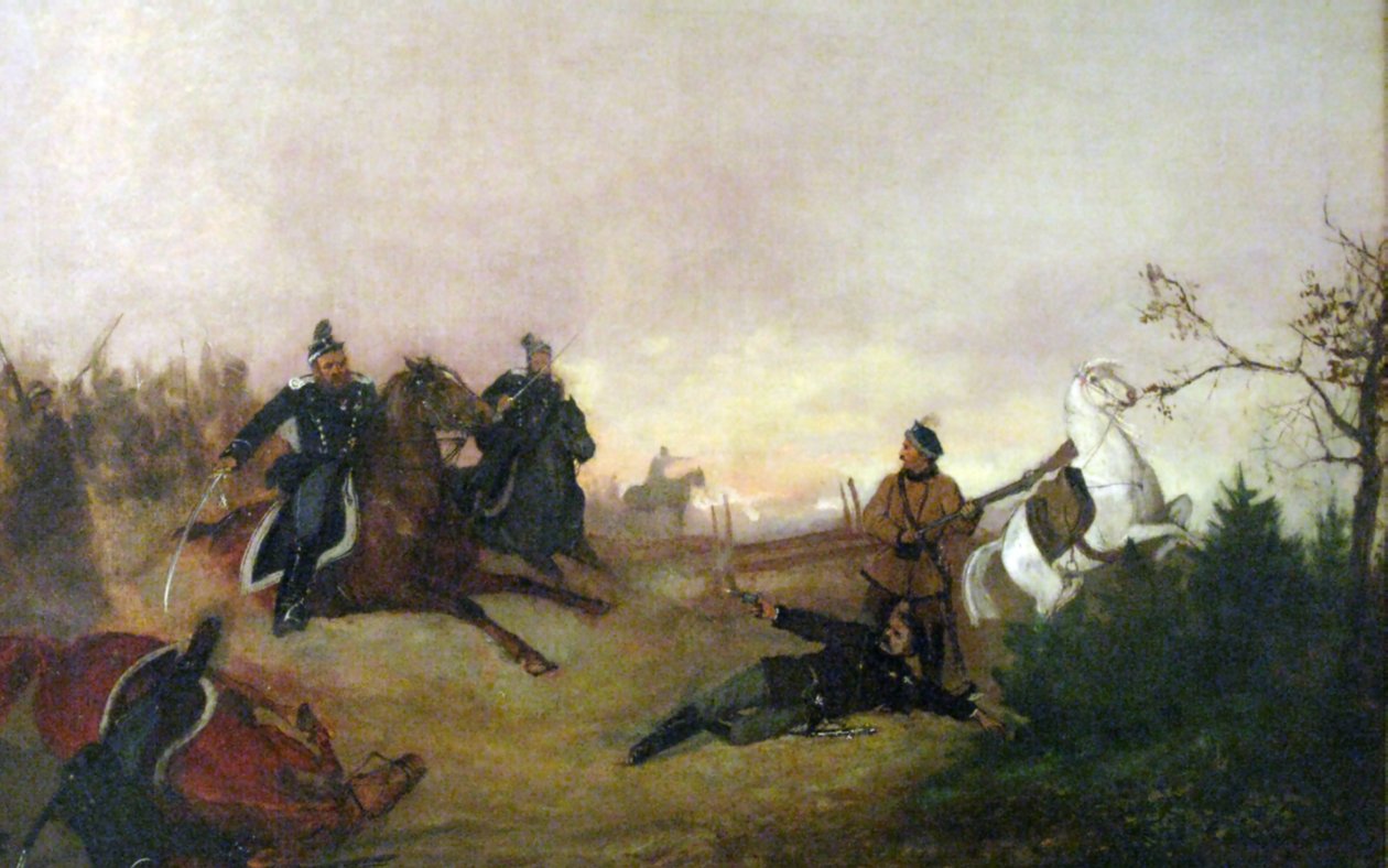 1863.nのウィエルツコヴィスカの戦いでのディオニージーチャコフスキの死。 作： マクシミルジャン・アントニ・ピオトロフスキ