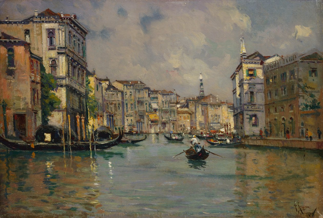 Riva degli Schiavoni、ヴェネツィア（木に油彩） 作： アントニアマリアデレイナマネスカウ