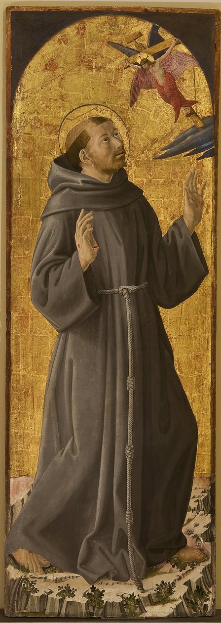 Saint Francois - Saint Francis of Assisi par Romano, Antoniazzo (1430/35-1508).木に油彩、サイズ：173x61,5、リーティ市市民博物館蔵 作： アントニアッツォロマーノ