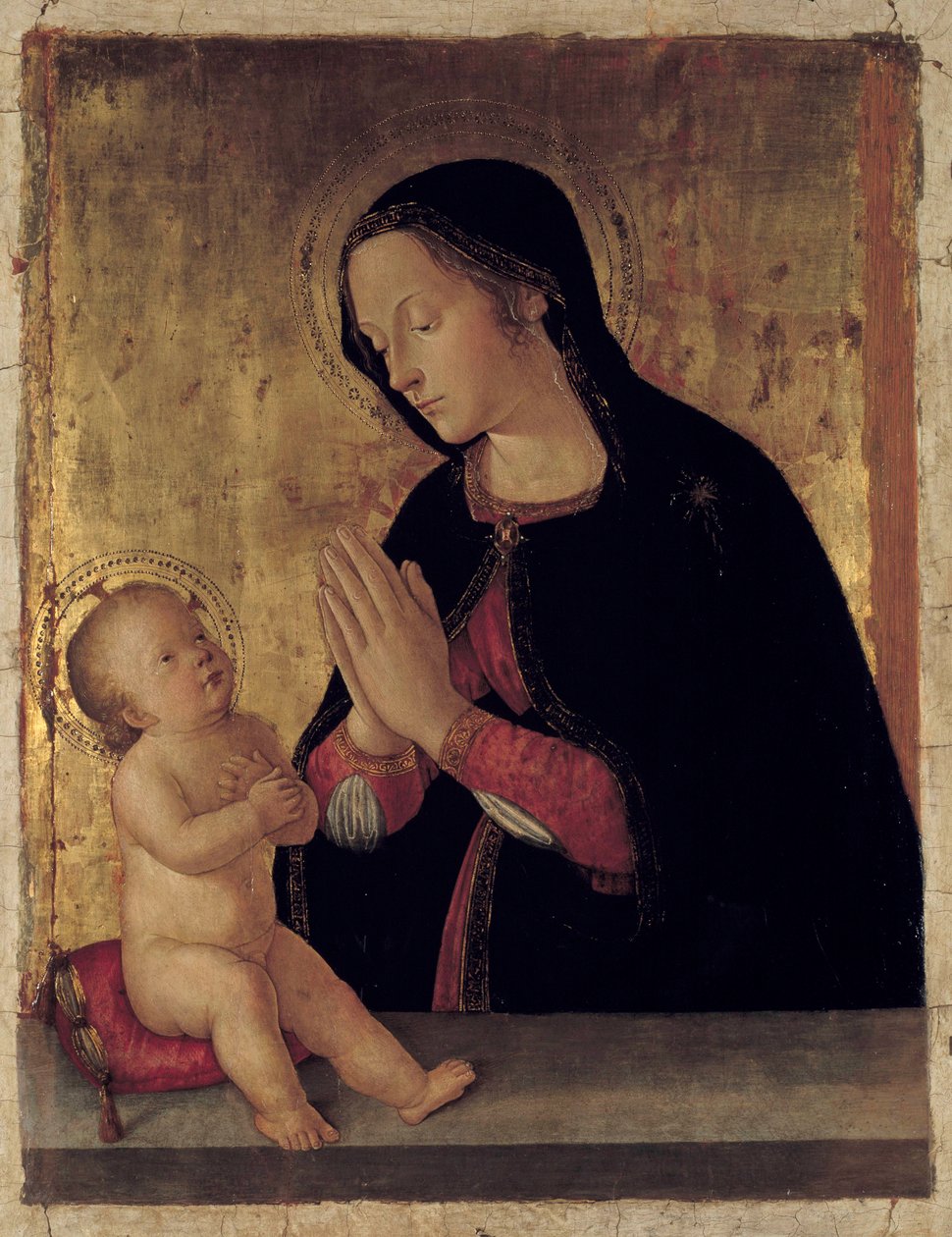 アントニアッツォ・ロマーノ（1430-1508）の「幼子を抱く聖母」祭壇画 作： アントニアッツォロマーノ