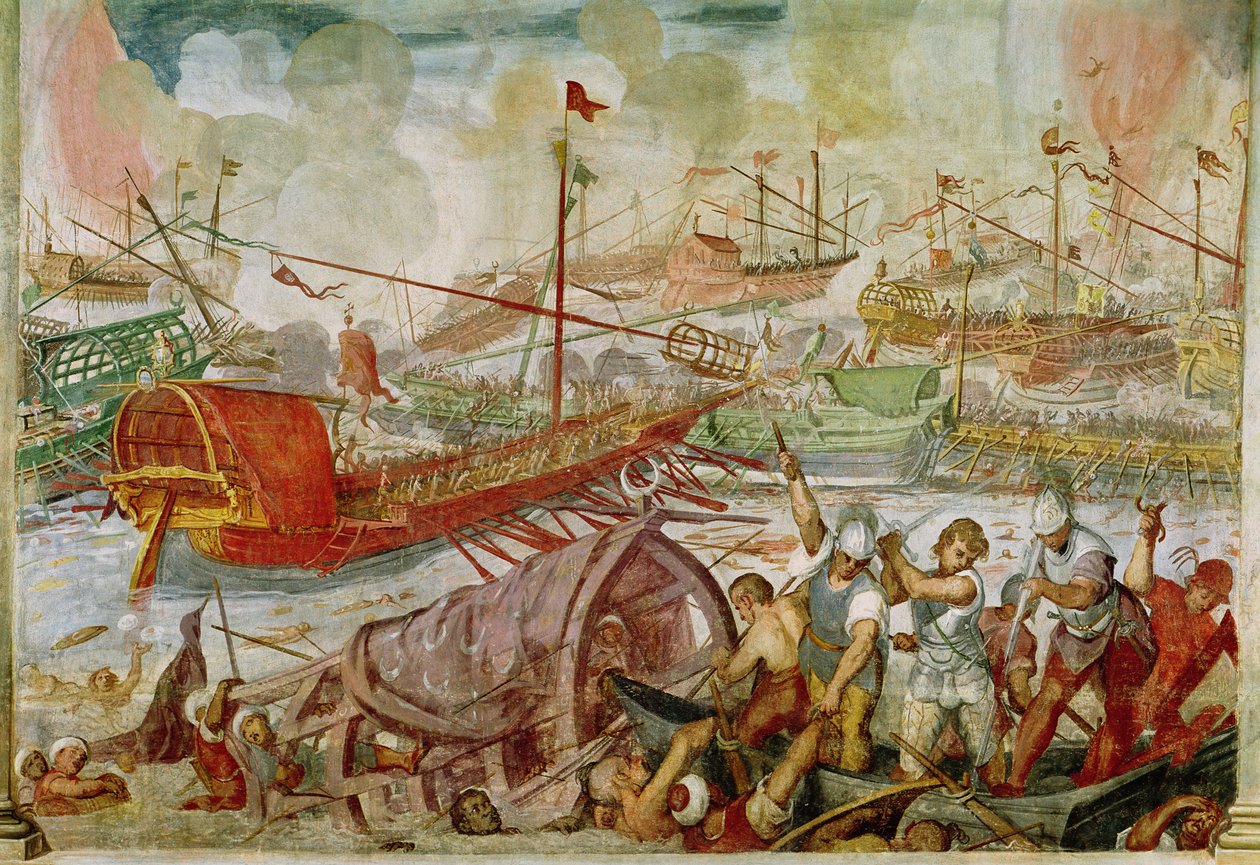 レパントの戦い、1571年10月、1600年（壁画） 作： アントニオ・ヴァシラッチ