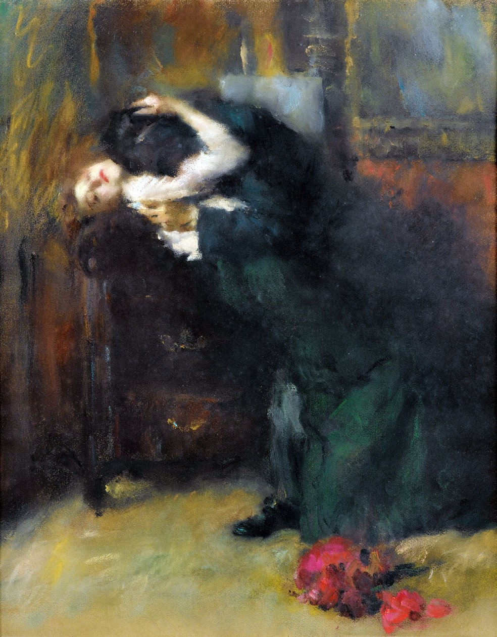 The Kiss par Antonio Ambrogio Alciati (1878-1929), - Pastel on paper, 56x44 cm - Private Collection 作： アントニオ・アンブロジオ・アルチャーティ