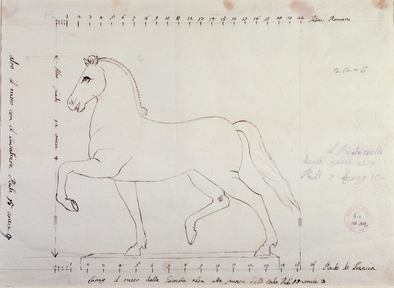 騎馬像のための馬の習作（デッサン 作： アントニオ・カノーヴァ