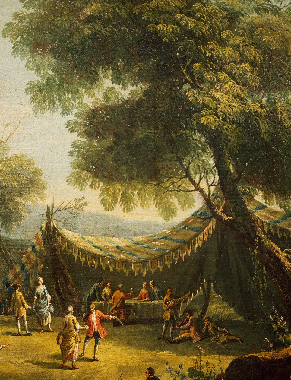 アントニオ・ディジアーニ（1737-1797）の《春》から《音楽が流れる田園地帯のテント》、油彩・カンヴァス、74x92cm、イタリア 作： アントニオ・ディジアーニ