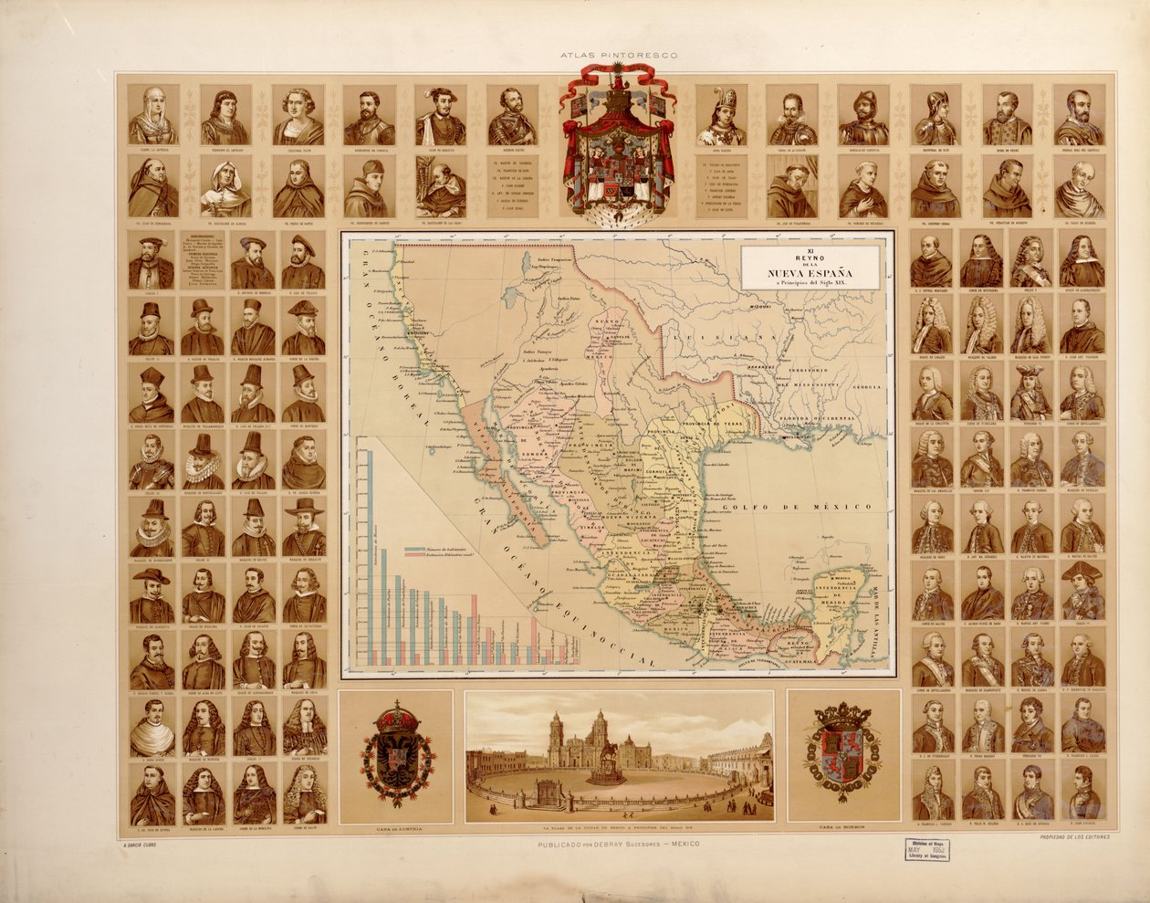 メキシコ合衆国の絵画的で歴史的な地図帳。所在地 2008621671-14 作： アントニオガルシアキューバス