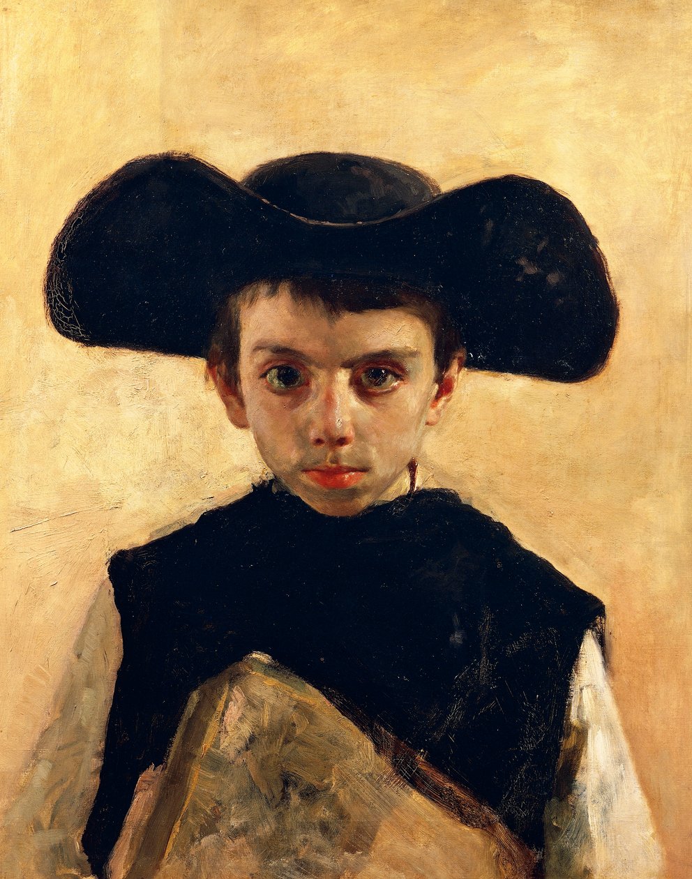 Prevetariello (小さな司祭)、Antonio Mancini (1852-1930) 作、キャンバスに油彩、66x53 cm 作： アントニオ・マンシーニ