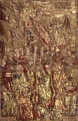 聖人の生涯を描いたタペストリー「大勢の人に説教する洗礼者ヨハネ」（織物） 作： アントニオ・ポッライオーロ