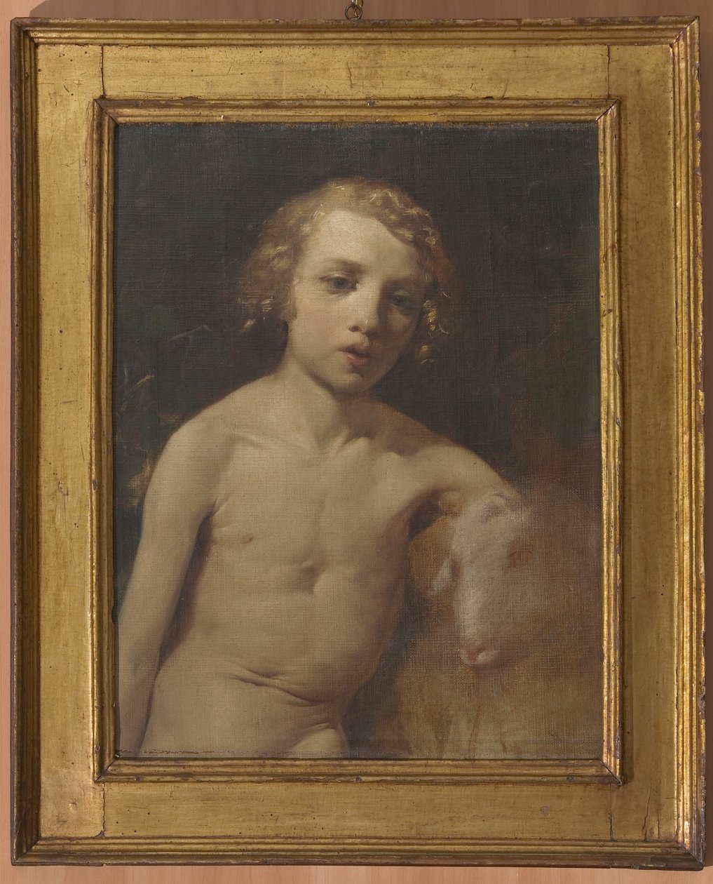 San Giovannino (Infant St. John) (キャンバスに油彩) 作： アントニオ・シモナッツィ