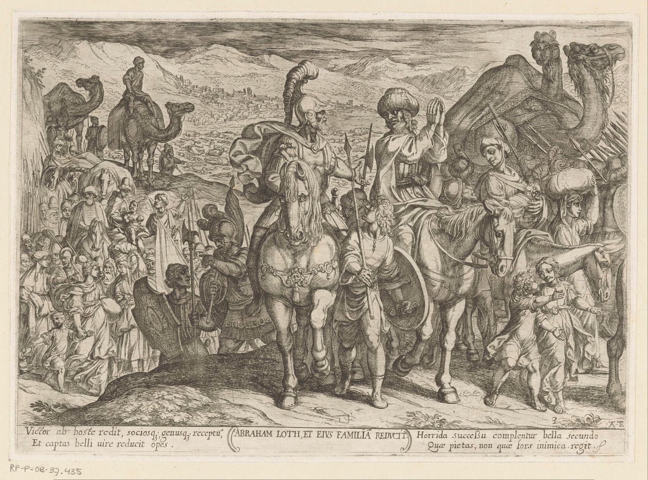 アブラハムはロトとその家族を自分の国に連れてくる Abraham Loth, et familia reducit (オブジェクトのタイトル) 旧約聖書の戦闘シーン（シリーズタイトル） 作： アントニオ・テンペスタ