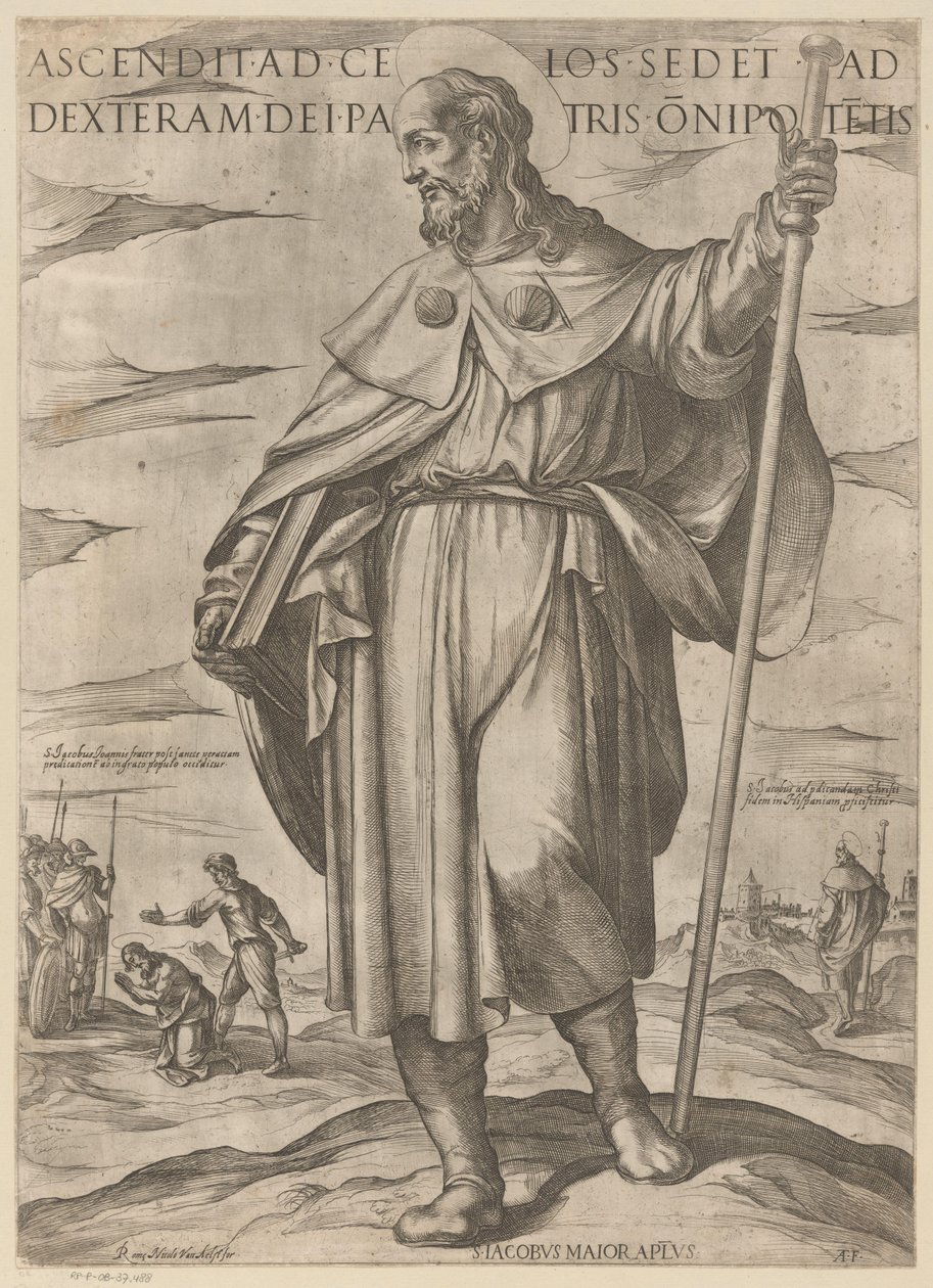 De heilige Jakobus de Meerdere 天に昇った者は、全能の父なる神の右座に座る（対象の称号） Christ, Mary en de apostle (シリーズタイトル) 作： アントニオ・テンペスタ