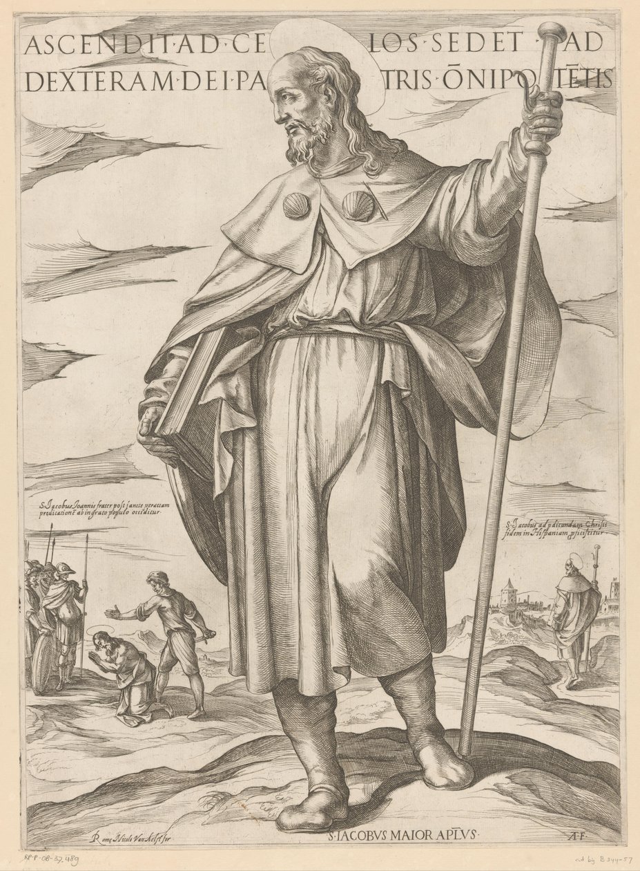 De heilige Jakobus de Meerdere 天に昇った者は、全能の父なる神の右座に座る（対象の称号） Christ, Mary en de apostle (シリーズタイトル) 作： アントニオ・テンペスタ