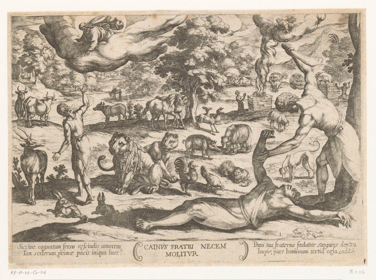カインがアベルを殺す Cainus fratri necem molitur (オブジェクトのタイトル) 旧約聖書の戦闘シーン（シリーズタイトル） 作： アントニオ・テンペスタ