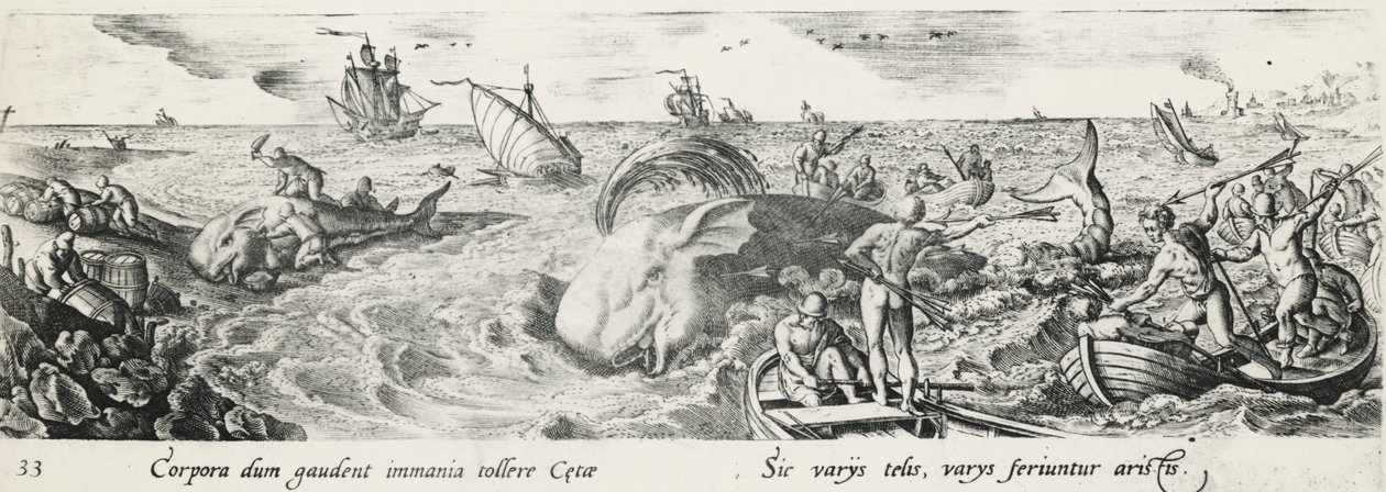 クジラ狩り、アントニオ・テンペスタ作（1555-1630）、彫刻、イタリア 作： アントニオ・テンペスタ
