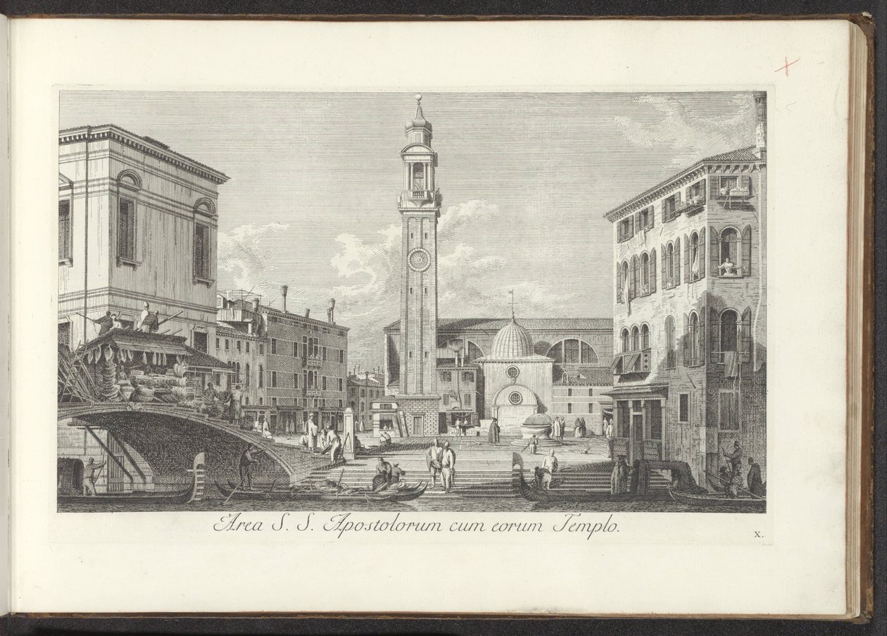 Gezicht op Campo dei Santi Apostoli te Venetië 寺院のある聖 S. 使徒のエリア (オブジェクトのタイトル) Gezichten op bugemenen en pleinen in Venetië (シリーズタイトル) アントニウス カナルの 38 枚のパネルからのベニスの街のより有名な景色は、 作： アントニオ・ヴィセンティーニ