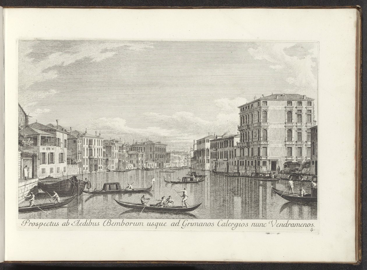 Gezicht op het Canal Grande、Palazzo Bembo と Palazzo Vendramin-Calergi te Venetië ベンボの家からグリマノス・カレルギオス、現在はヴェンドラメノスまでの見通し (オブジェクトのタイトル) アントニウス運河のパネルからのヴェネツィアの街のより有名な景色 38 aer 作： アントニオ・ヴィセンティーニ