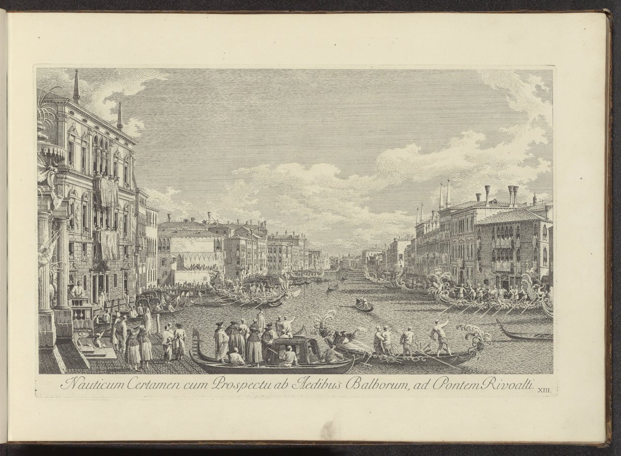 Gezicht op het Canal Grande te Venetië waar de Regata plaatsvindt バルボアの家からリヴォルティ橋までの景色を望む航海競技 (オブジェクトのタイトル) アントニウス運河からのベニスの街のより有名な景色 アントニオによって放送された 38 枚のパネル 作： アントニオ・ヴィセンティーニ