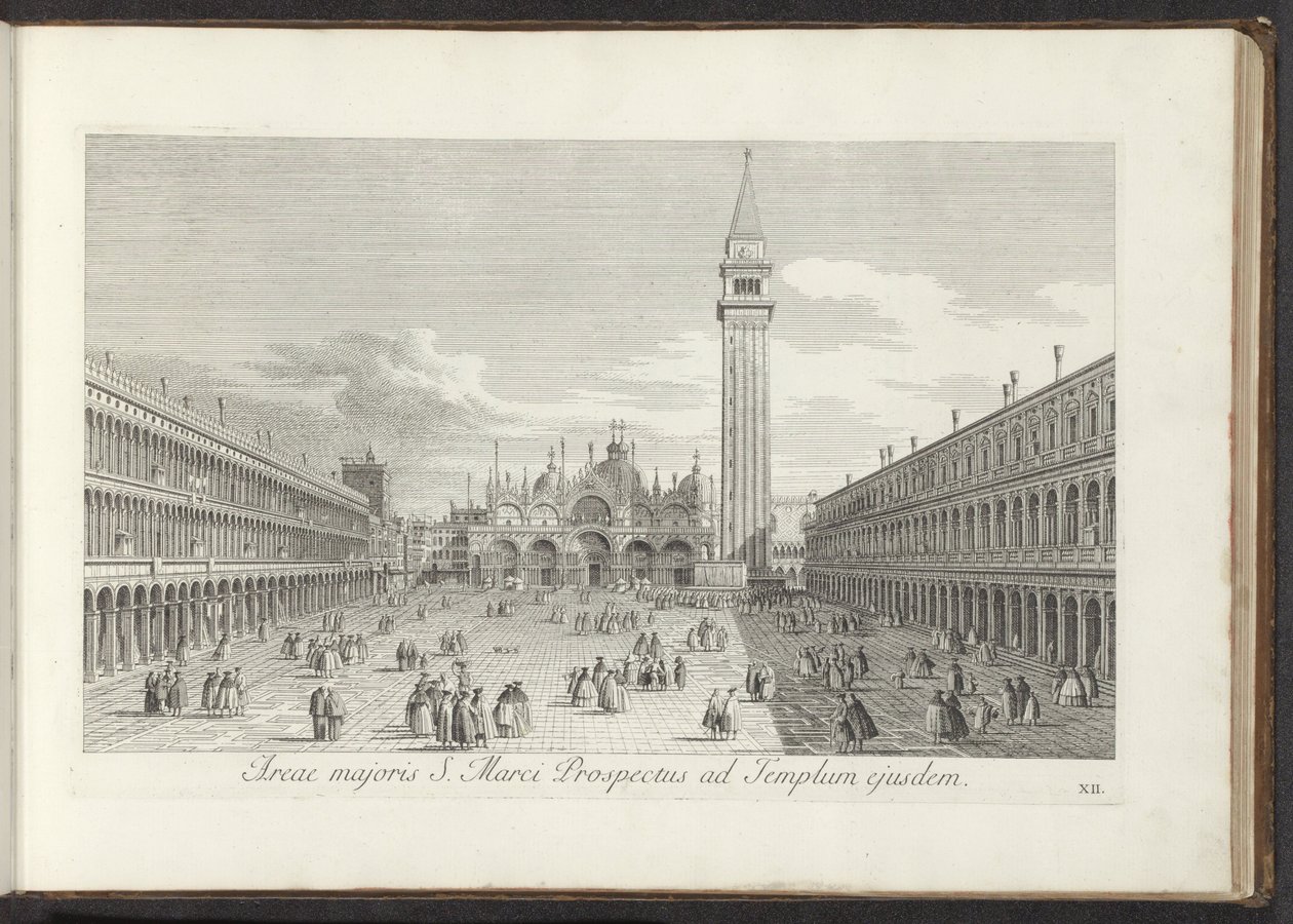 Gezicht op het San Marcoplein en de San Marco te Venetië 同じ寺院への聖マルコ プロスペクトスの広域 (オブジェクトのタイトル) Gezichten op bugemenen en pleinen in Venetië (シリーズタイトル) アントニウス運河のプレート X から見た、ベニスの街の有名な景色 作： アントニオ・ヴィセンティーニ
