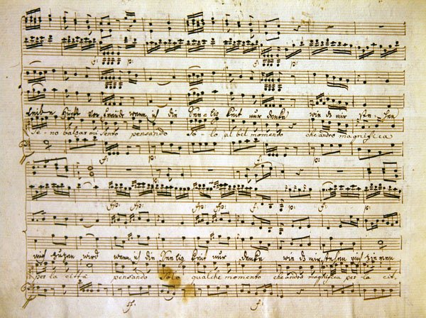 La scuola de gelosiのスコアからの原稿ページのc18後期コピー 作： サリエリの後のアントニオ