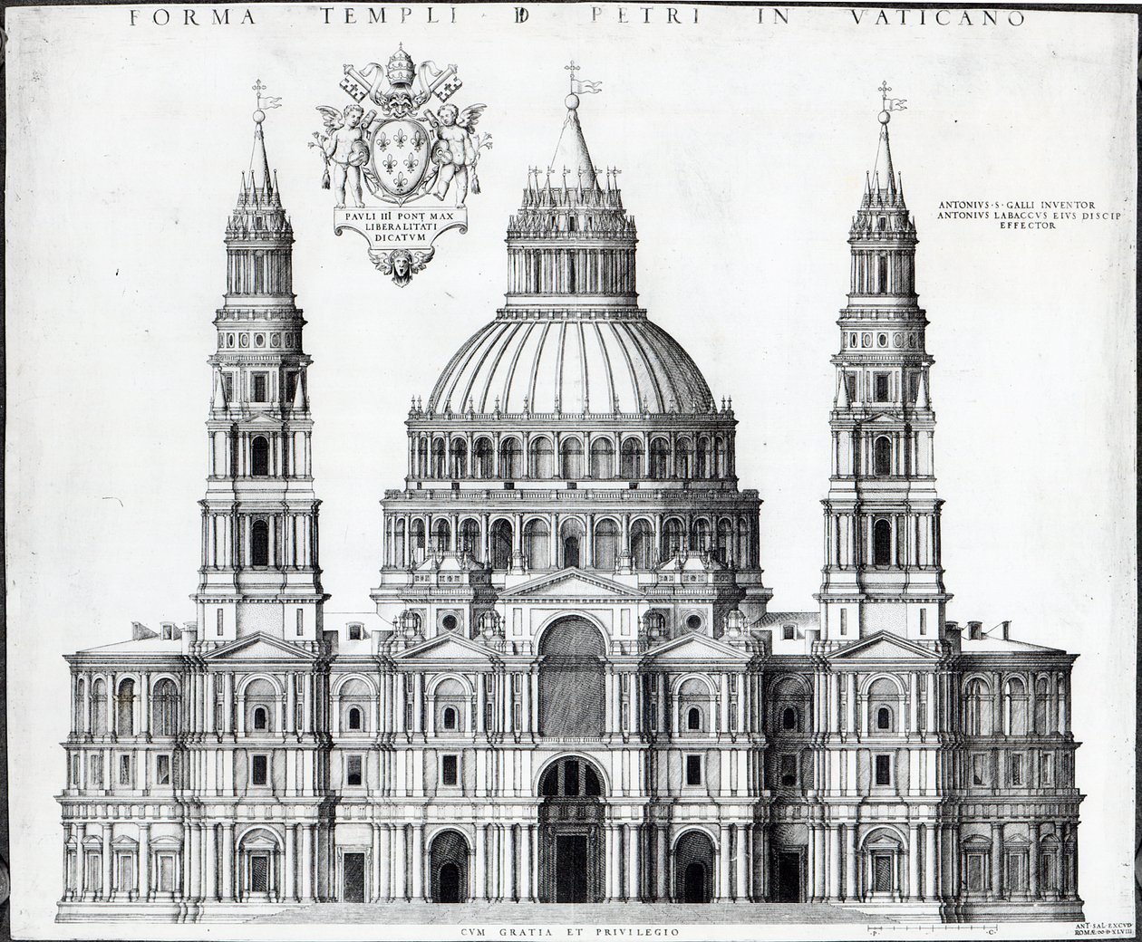 ローマのサンピエトロ大聖堂の計画、1539年 作： アントニオ・ダ・サンガッロ
