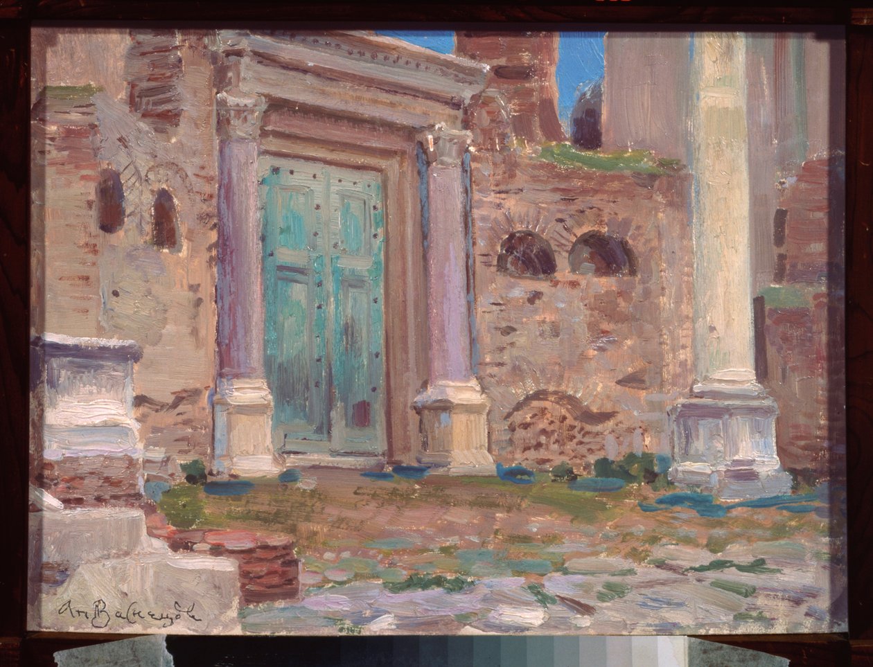 Le Temple de Janus a Rome (イタリア) (The Temple of Janus in Rome) - Appolinari Mikhaylovich Vasnetsov (1856-1933) の作品、段ボールに油彩、19 世紀のロシア美術 - N Yaroshenko Art Museum、Kislovodsk (ロシア) 作： アポリナーリ・ミハイロヴィチ・ヴァスネツォフ