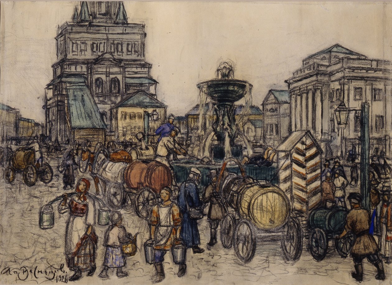 19世紀のスハレフスカヤ広場の噴水、1921年 作： アポリナーリ・ミハイロヴィチ・ヴァスネツォフ