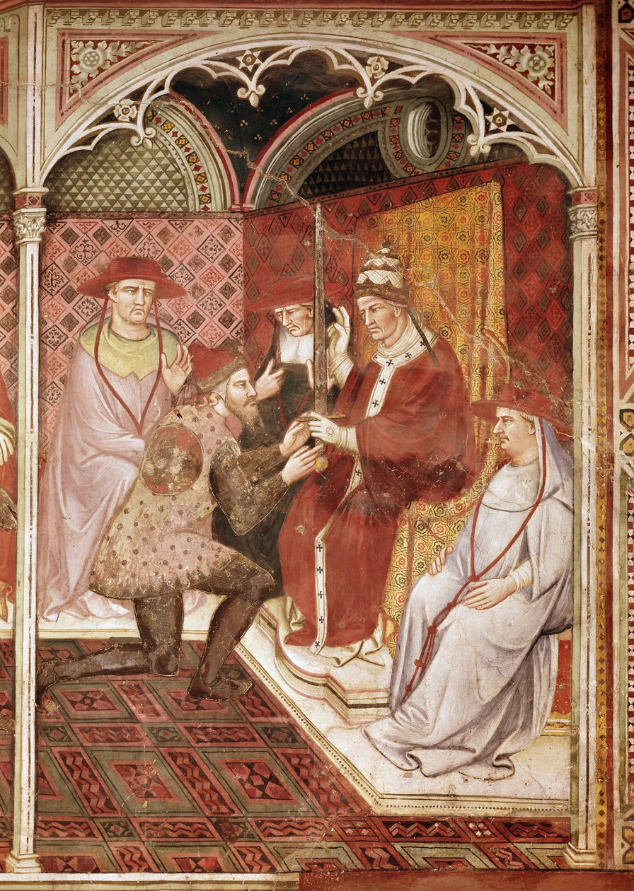 教皇アレクサンドル3世の物語、教皇はDoge Zianiに剣を与えました、1407年 作： Aretino Luca SpinelloまたはSpinelli