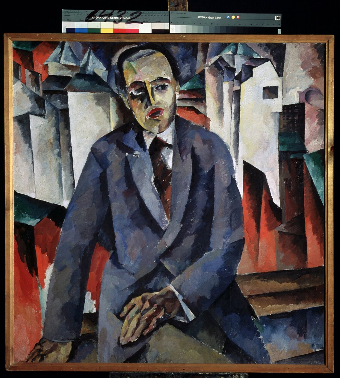 Regisseur Alexander Tairov (1885-1950) の肖像 (Regisseur A. Tairov の肖像)。 Aristarkh Vasilyevich Lentulov (Lentulov) (1882-1943) による絵画、キャンバスに油彩。 ロシア美術、20世紀前衛。 国立ロシア美術館、サンクトペテルブルク。 作： アリスターフ・ヴァシリエビッチ・レントゥロフ