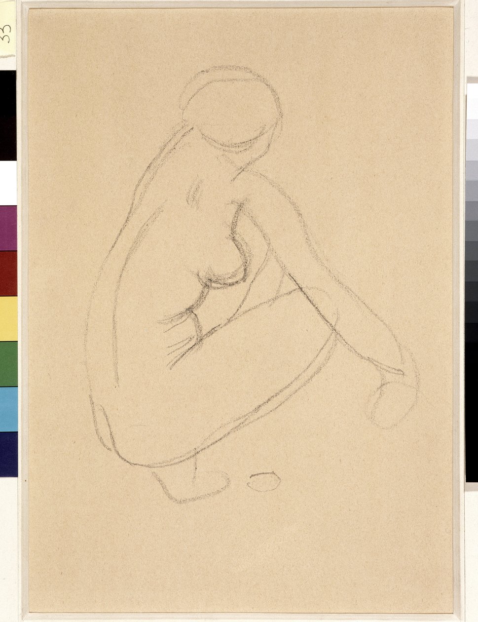 裸のスクワット。Aristide Maillol（1861-1944）のドローイング。紙に鉛筆。薄さ：32x23cm。マルセイユ、カンティーニ美術館 作： アリスティド・マイヨール